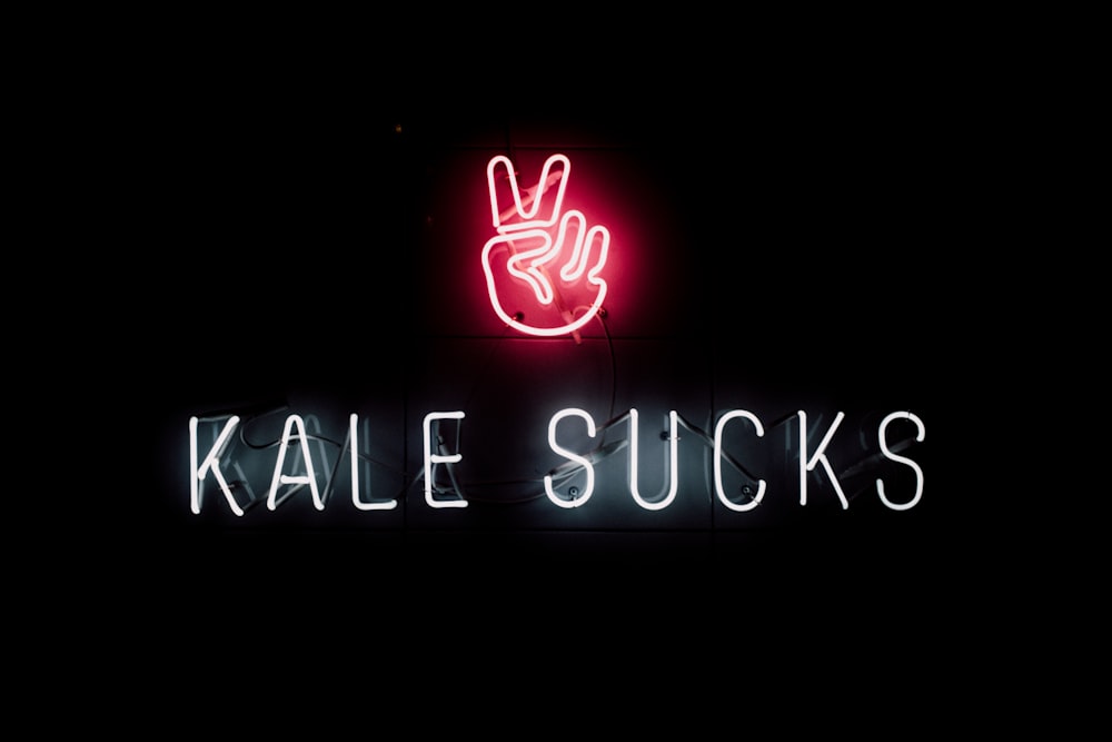 Kale Sucks neon sign