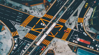 aerial photo of vehicles on highway