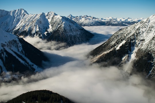 white fogs on mountain in Namloser Tal Austria