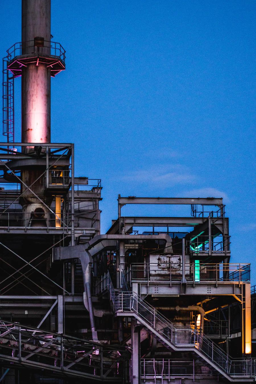 Industrial steel factory structure inspected for safety compliance