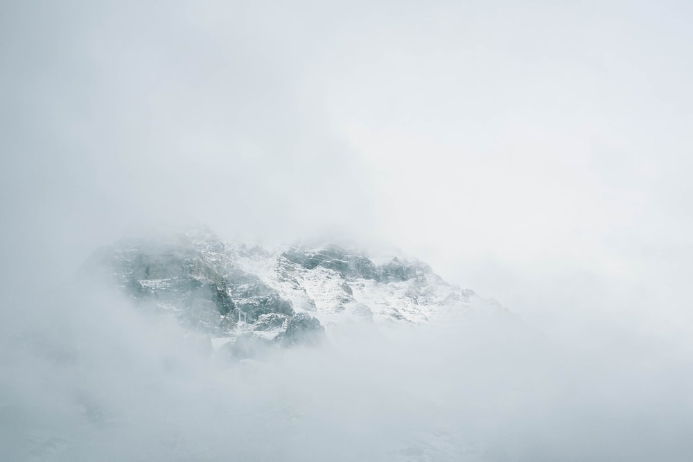 landscape foggy snowy mountain