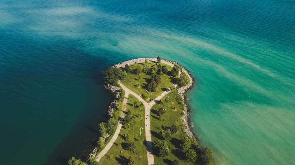 aerial view of island