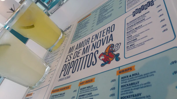 A clean, modern menu layout with distinct sections for each service, featuring images and text areas.