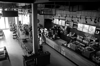 A vibrant coffee shop showcasing modern design.