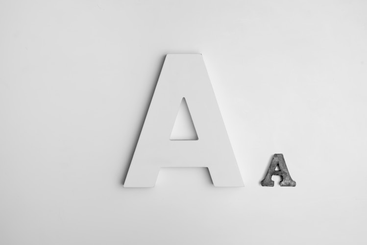A a - text typography, raised