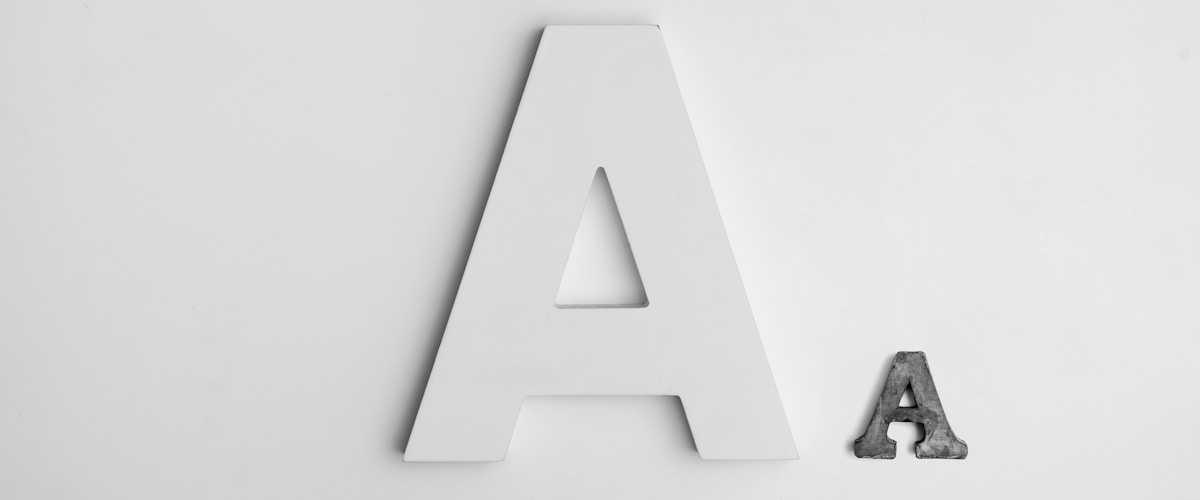 A a - text typography, raised