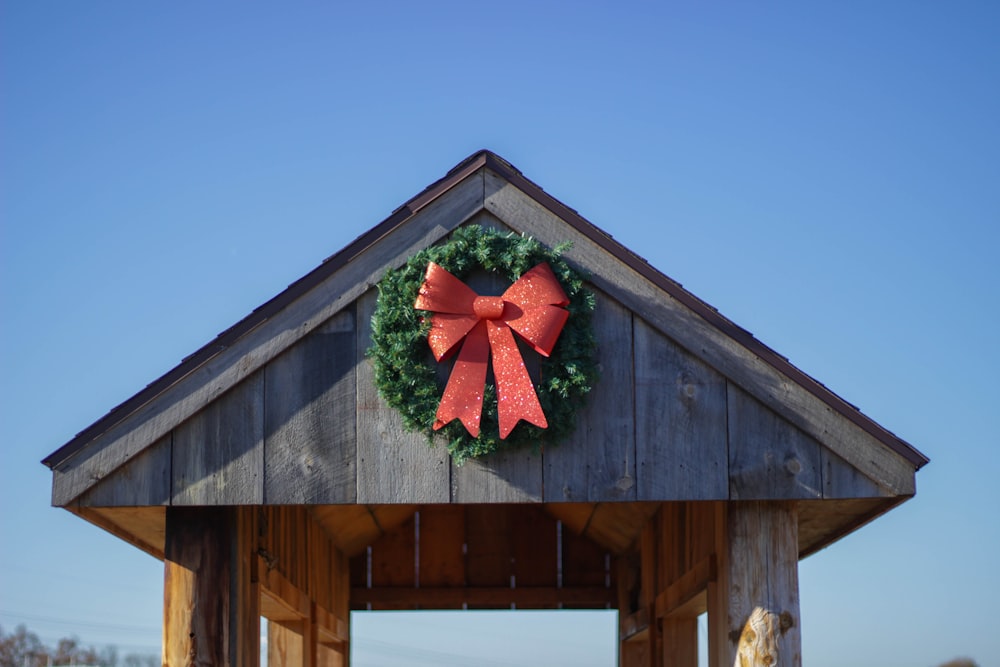 photo of red and green ribbon wreath