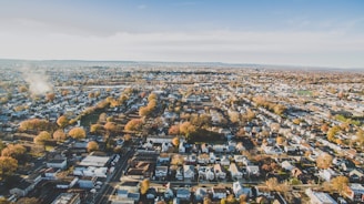 aerial photography of rooftops and horizon in New Jersey