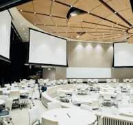 photo of empty room with projector screen