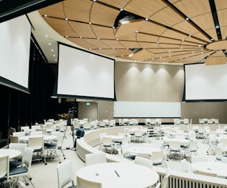 photo of empty room with projector screen