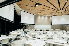 photo of empty room with projector screen