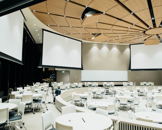 photo of empty room with projector screen