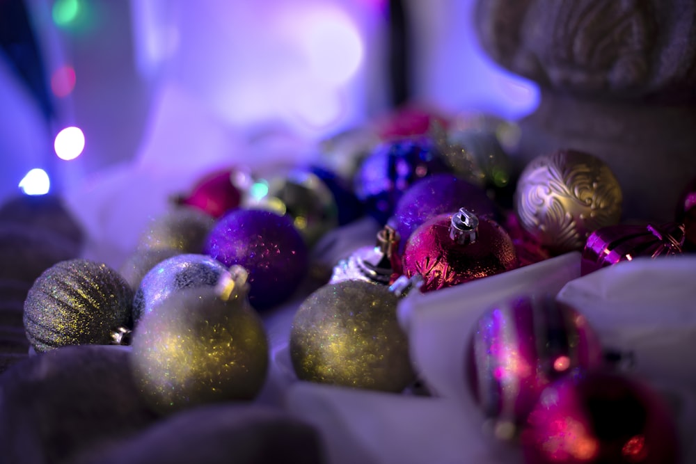 assorted Christmas baubles