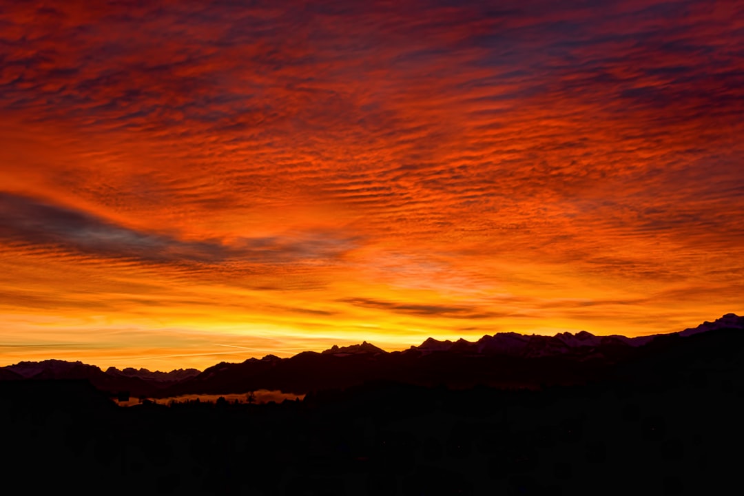 silhouette of mountains during golden hour