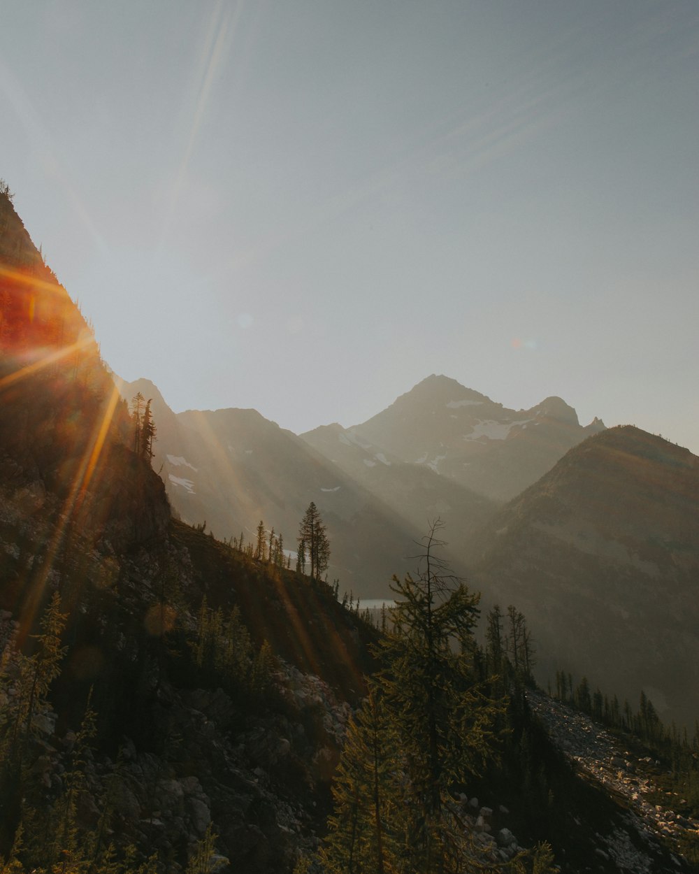 photo of mountain during sunrise