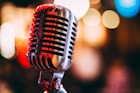 bokeh photography of condenser microphone