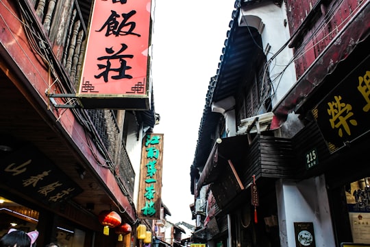 building with Chinese calligraphy signages taken during daytime in Zhujiajiao China