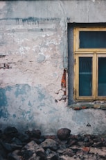 yellow wooden close window