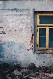 yellow wooden close window
