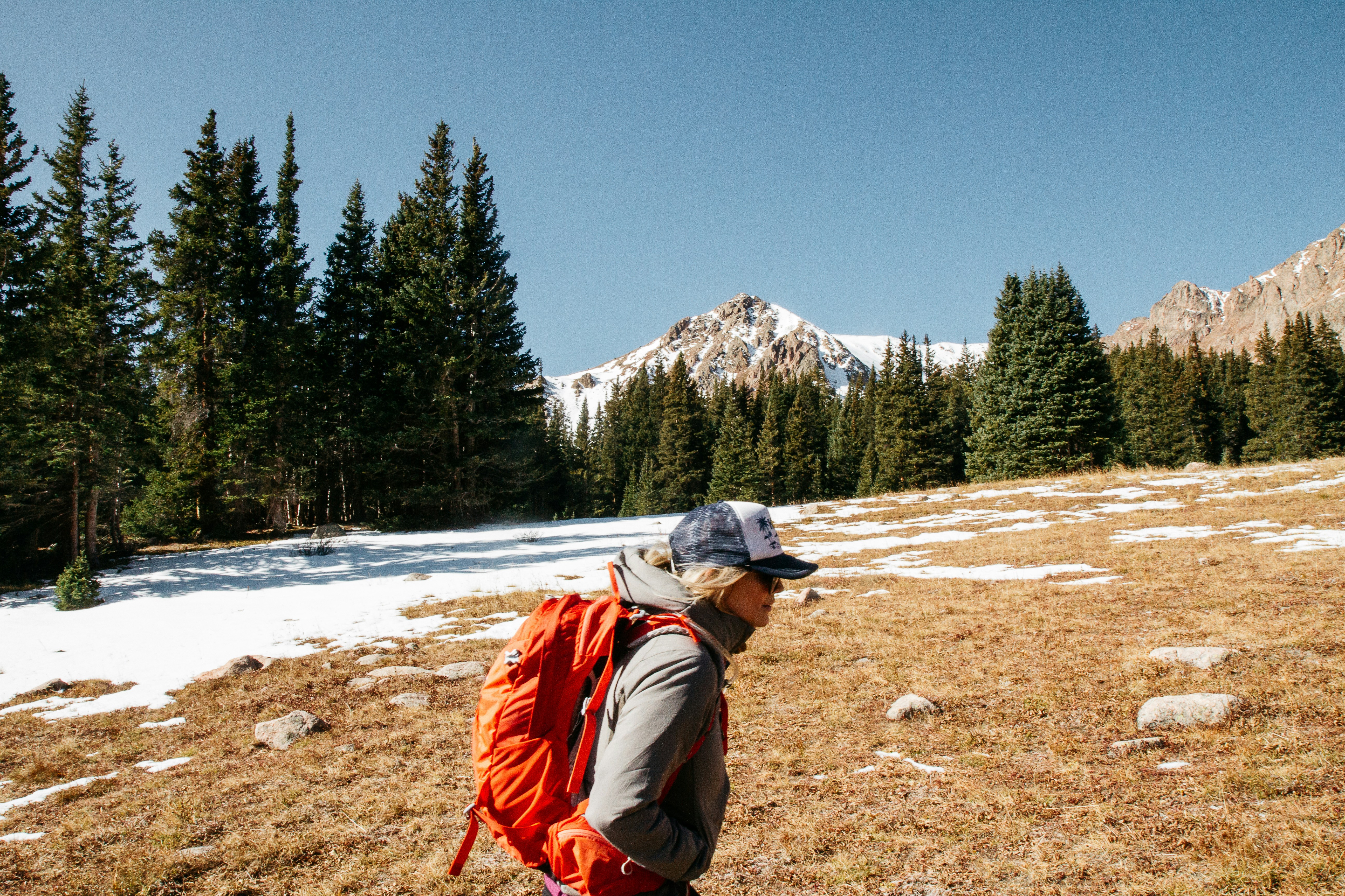 Woman with backpack hiking