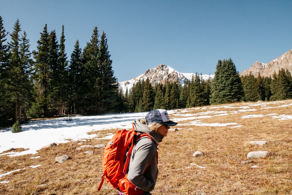 woman with back pack hiking