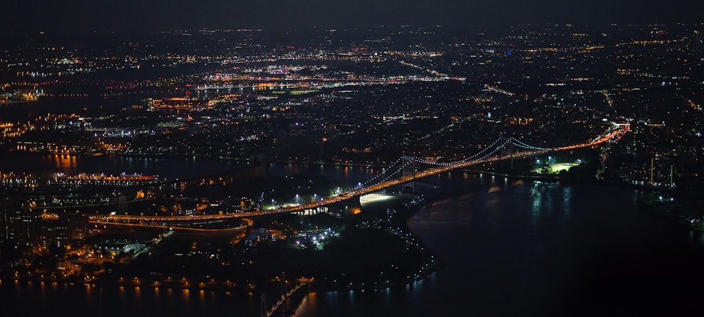 bird's eye view photo of cityscape during nighttime