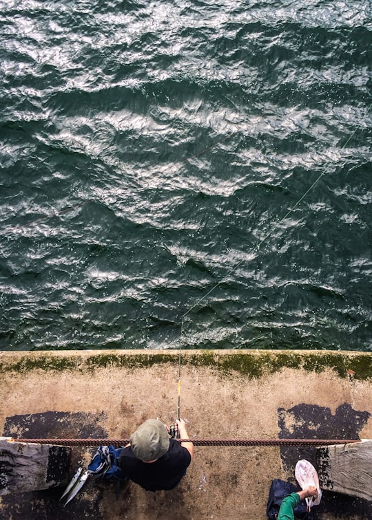 bird's-eye view of person fishing in Whitby United Kingdom