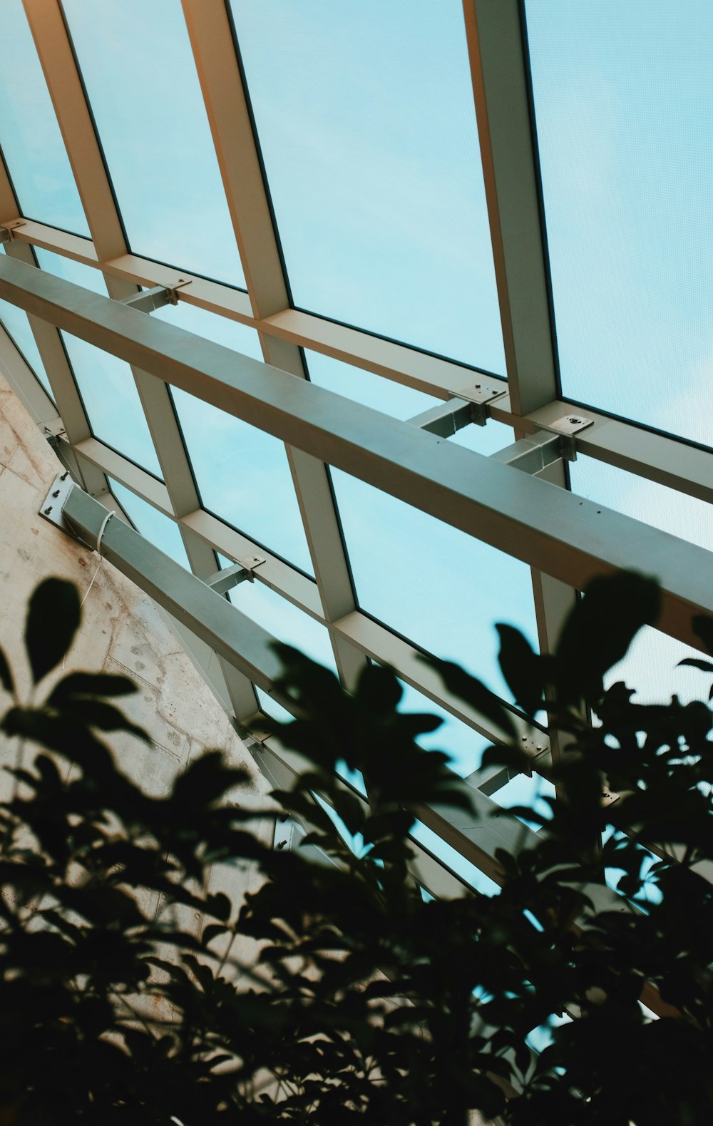 gray metal frame of a glass window building at daytime