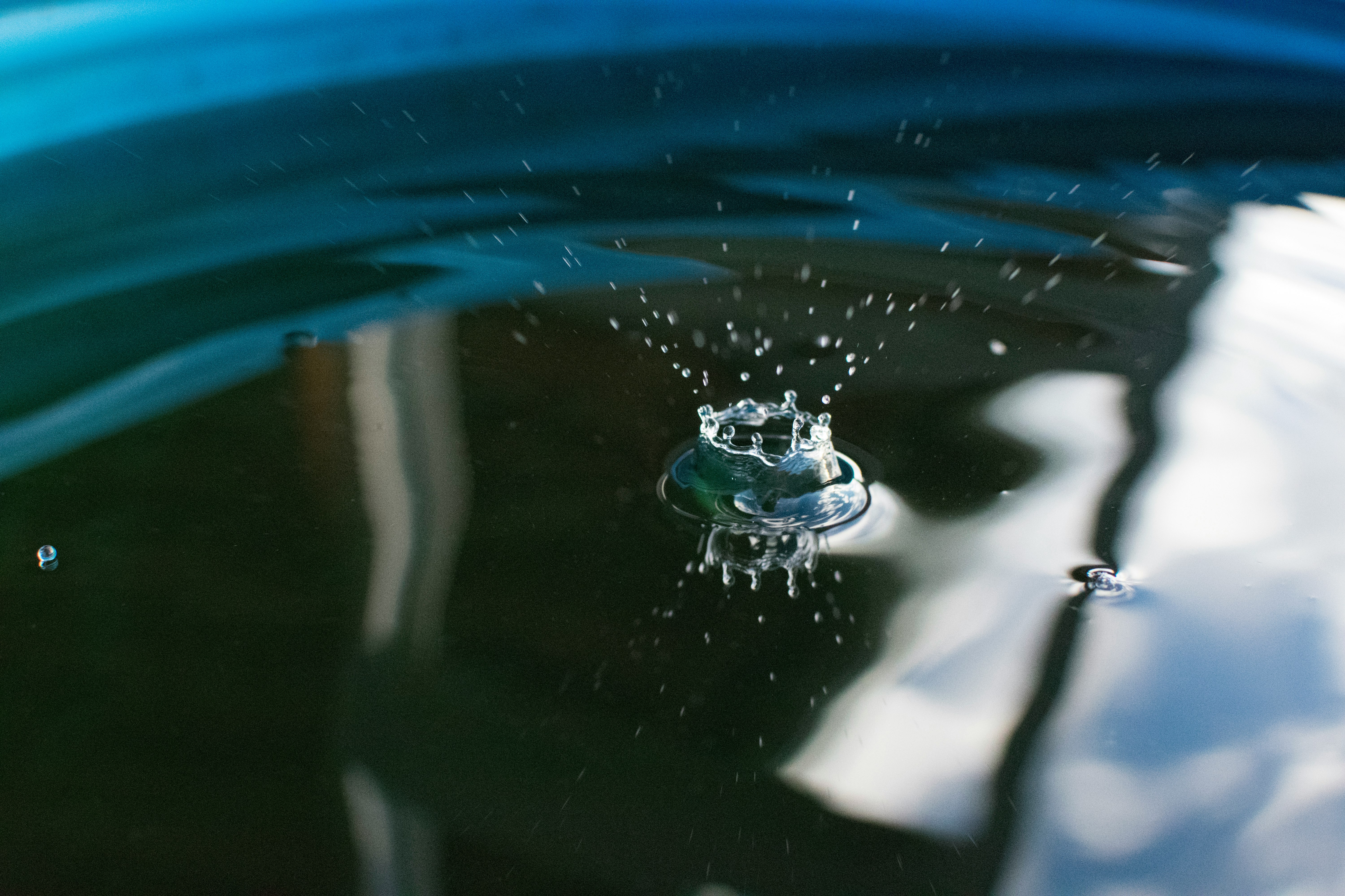 time-lapse photography of droplets on water