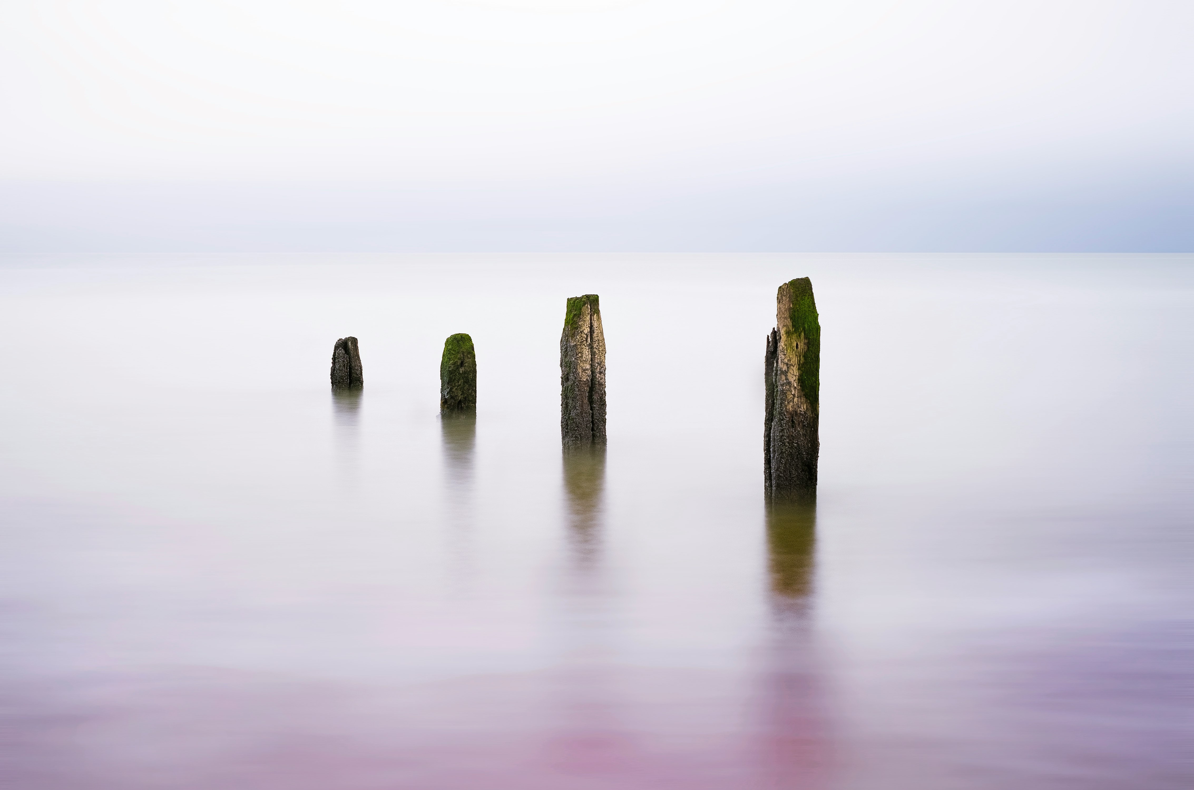 landscape photography of sea posts