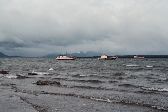 two white-and-brown boats on body of water at daytime in Puerto Natales Chile