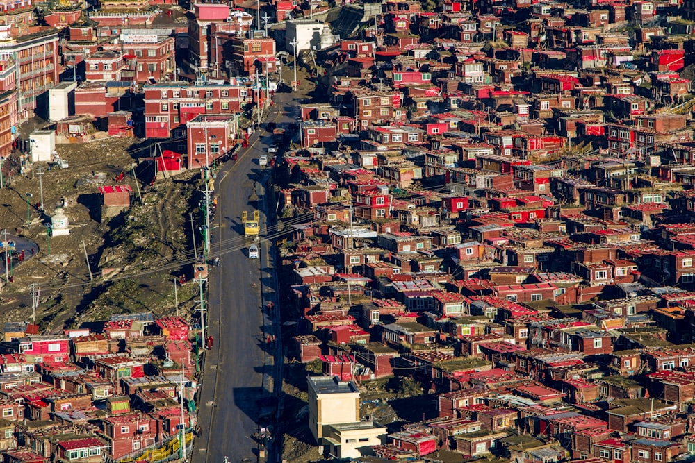 aerial view photography of red concrete houses