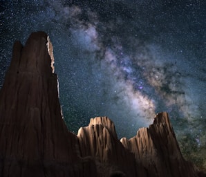 astrophotography,how to photograph star shot in cathedral valley state park, nevada; brown rock formation