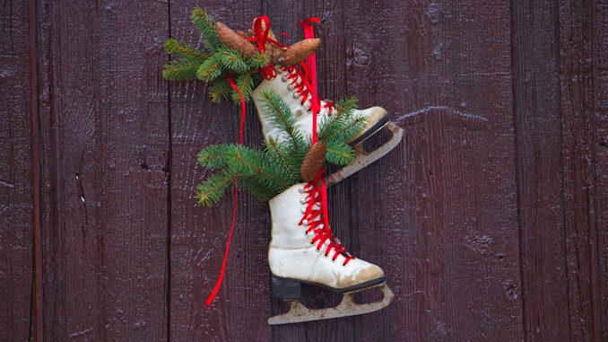 pair of white ice skates wall decorations