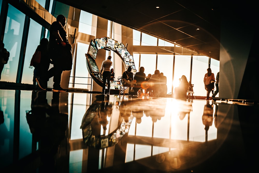 people walking inside the building