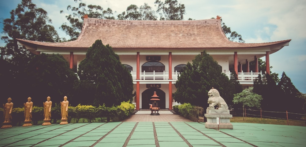 statues in front of temple