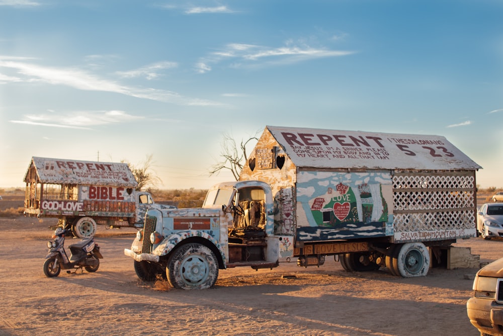 store truck parked on dessert field