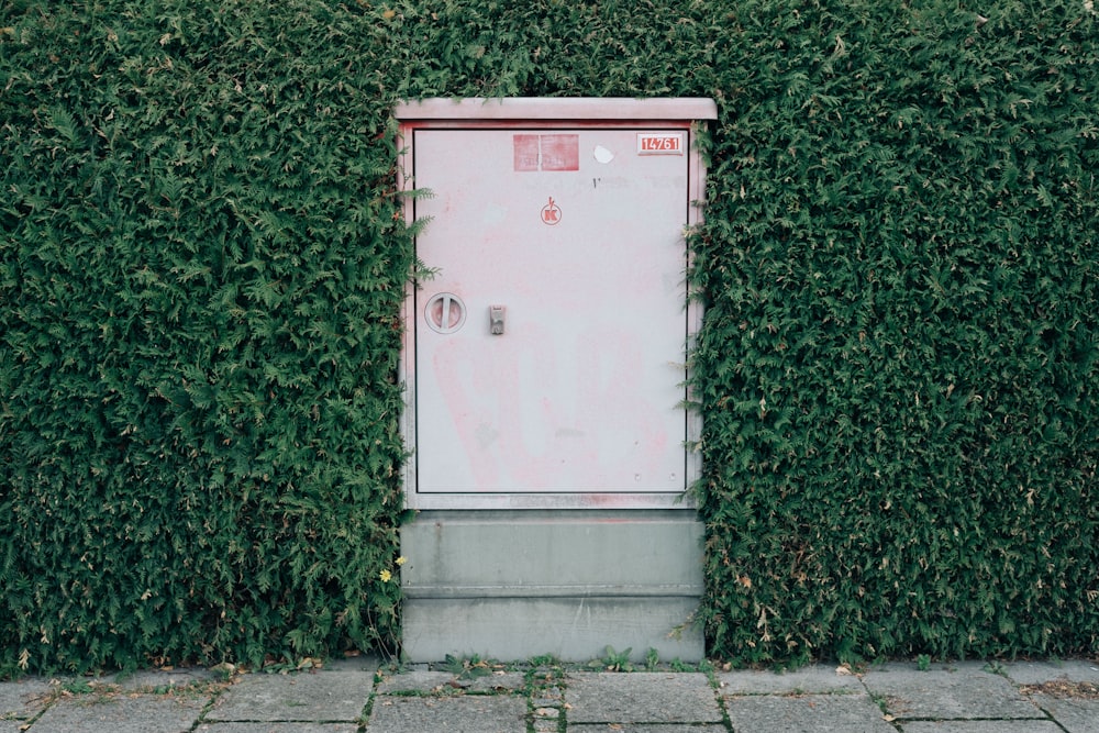 closed white steel cabinet