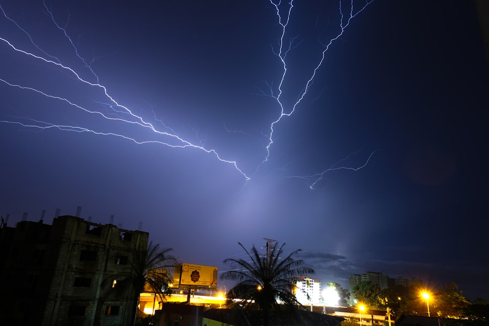 lightning during nighttime