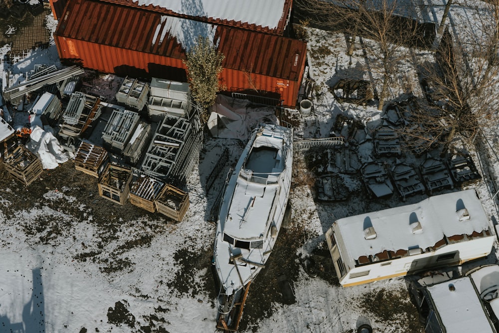 aerial photo of boat