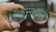 a hand holding a pair of glasses with water droplets on it