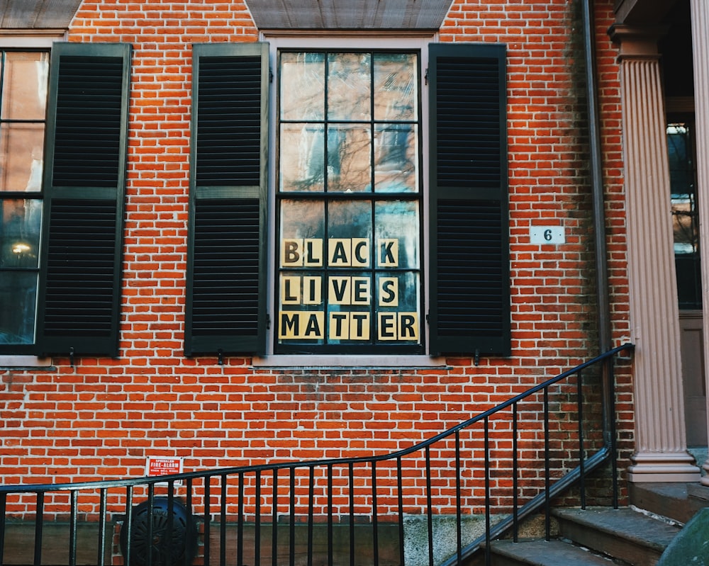black lives matters poster on window
