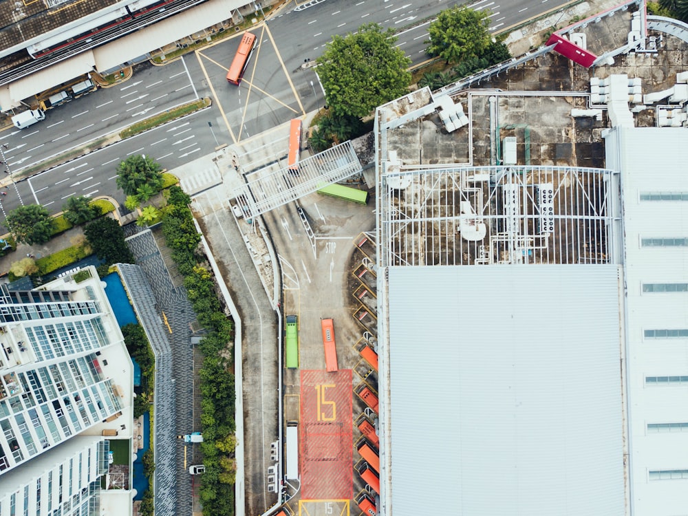 aerial view of gray building