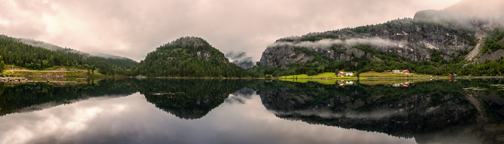 mirror reflection photography of mountain range