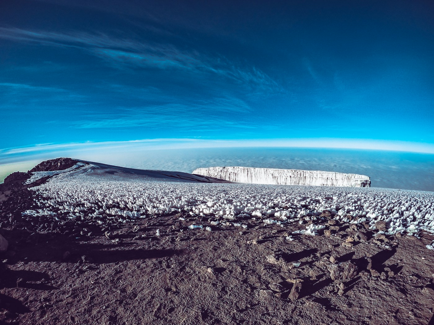 The crater rim at first light