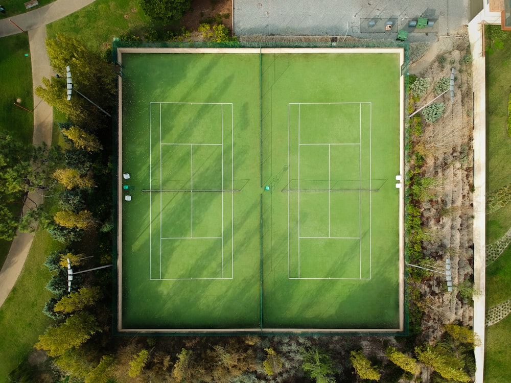 aerial photography of tennis field