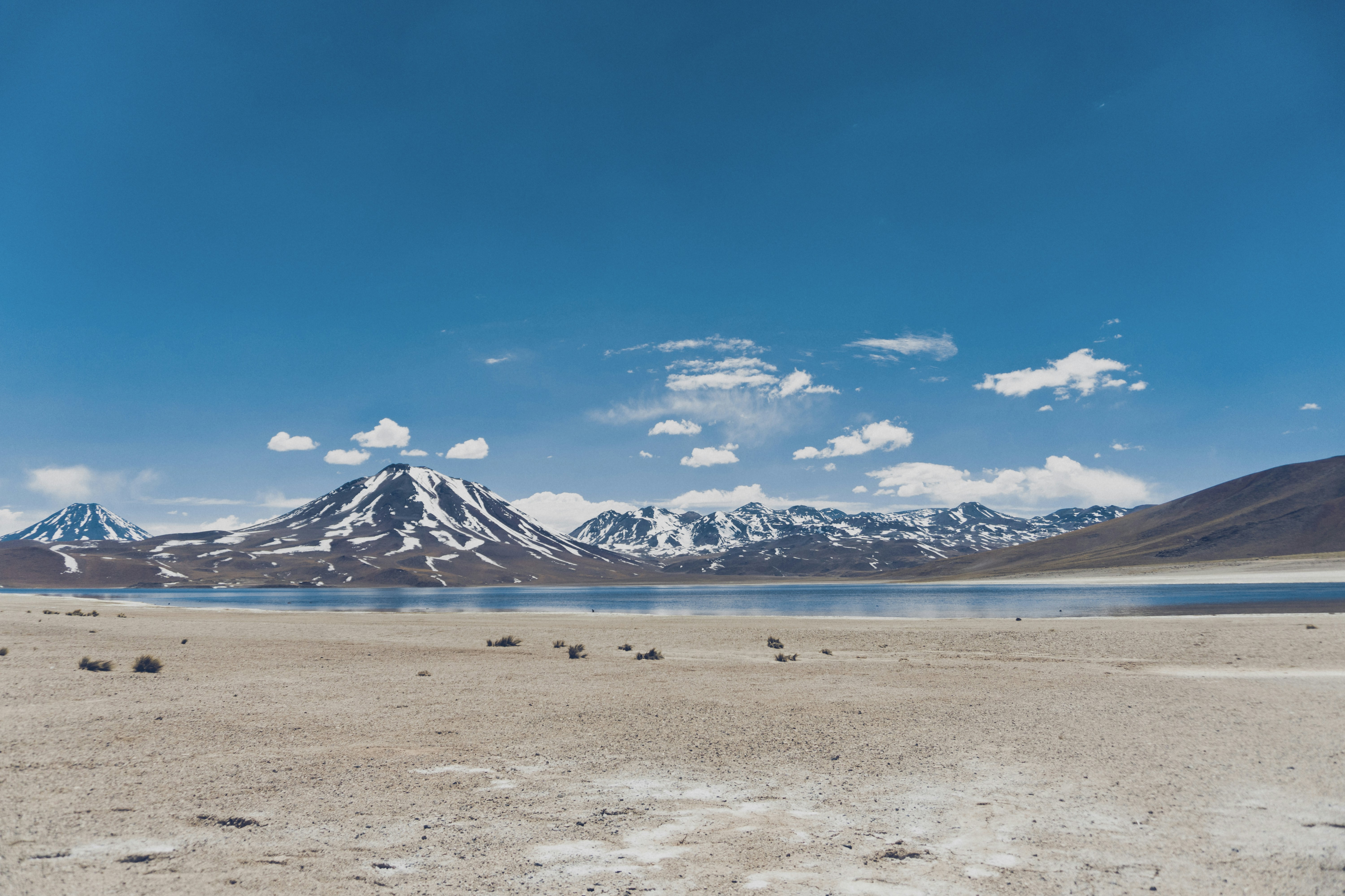 snow mountain near river, Lake Uyuni, Bolivia