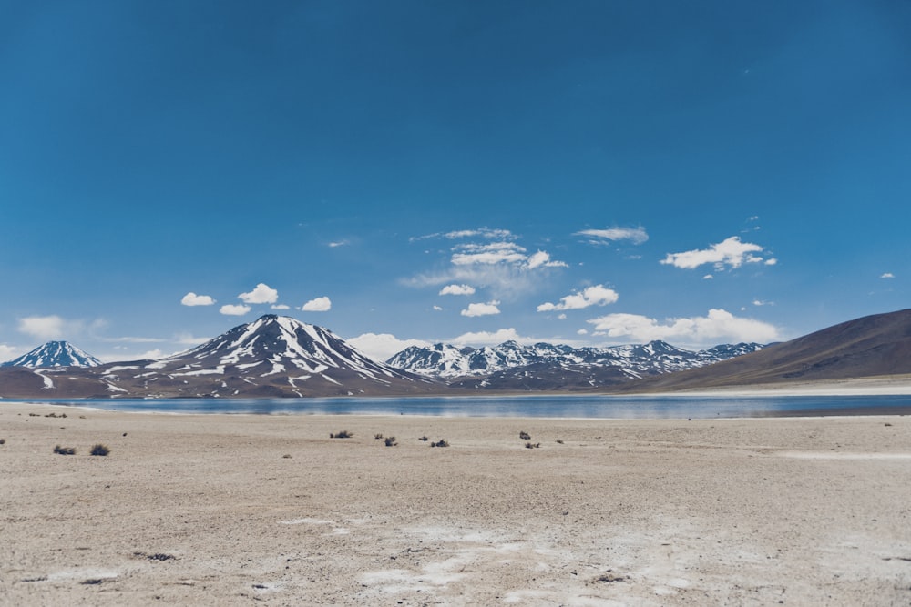 snow mountain near river