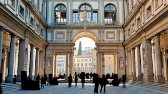 silhouette photo of people standing inside building