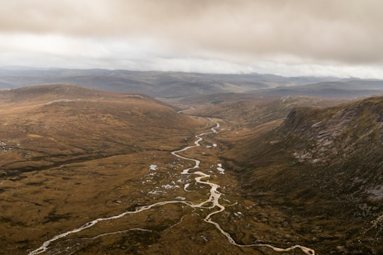 aerial shot of road in The Devil's Point United Kingdom